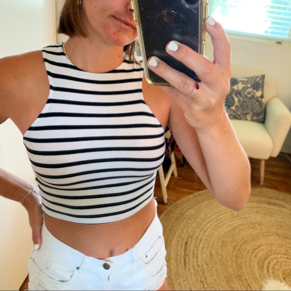 Black & white stripped tank